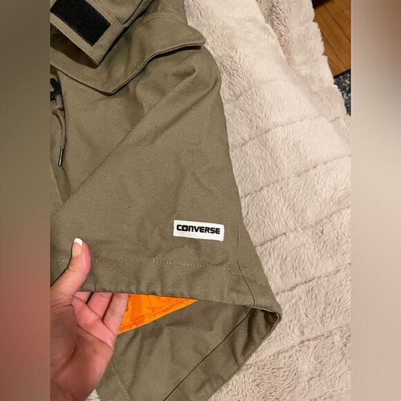 Converse Khaki Shield Storm Parka With Faux Fur Lined Hood - Picture 9 of 16